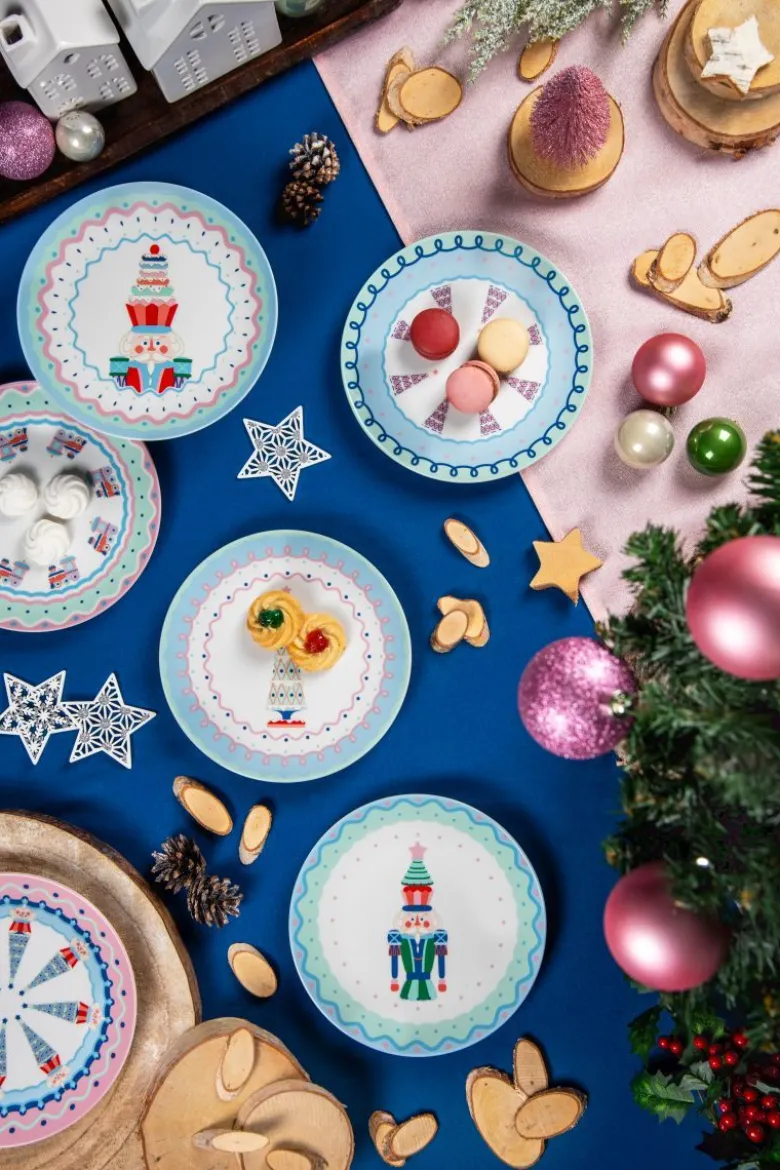 Piattini dessert, 6 pezzi, stile natalizio