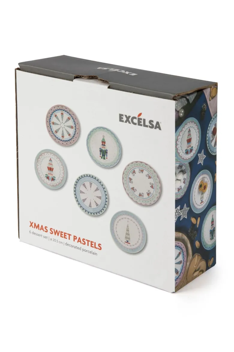 Piattini dessert, 6 pezzi, stile natalizio