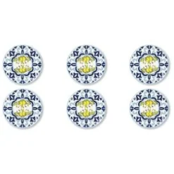 Piatti pizza, 6 pezzi, porcellana, con limoni, 31 cm