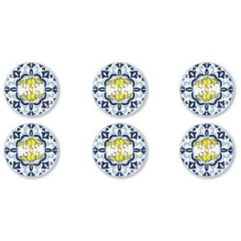 Piatti pizza, 6 pezzi, porcellana, con limoni, 31 cm