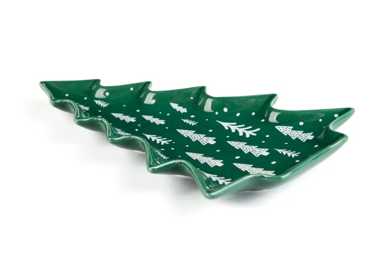 Piatto a servire, abete, ceramica, verde