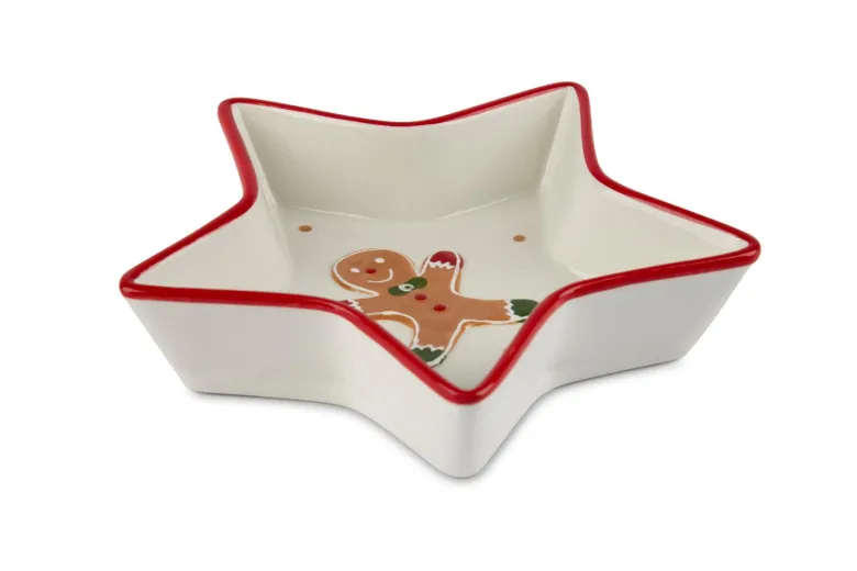 Piatto vassoio, fantasia natalizia, stella, ceramica