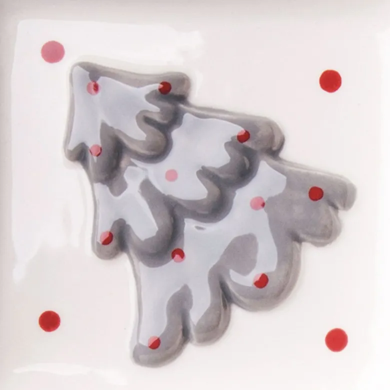 Piatto vassoio, fantasia natalizia, 20x20 cm, ceramica