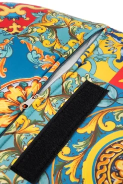 Poltrona, stile maioliche siciliane, multicolore