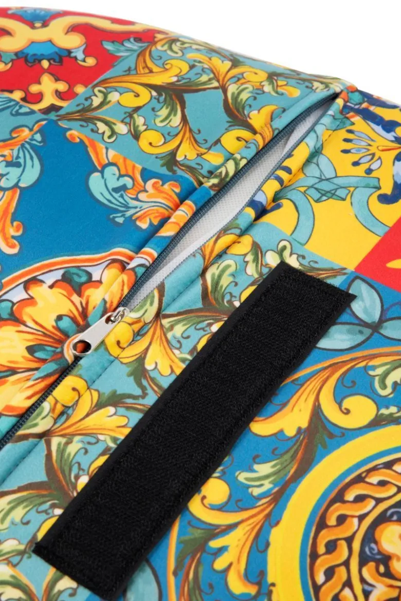 Poltrona, stile maioliche siciliane, multicolore