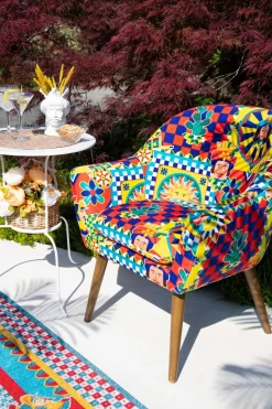 Poltrona, stile siciliano, multicolore