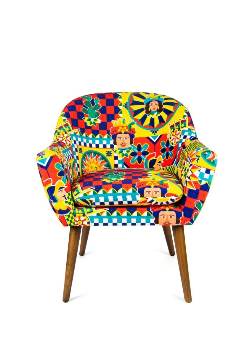 Poltrona, stile siciliano, multicolore