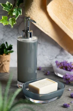 Portaspazzolino e dosatore per sapone liquido, grigio