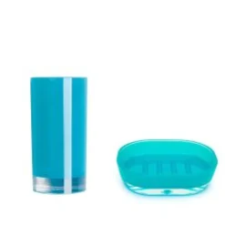 Portaspazzolino e portasaponetta, azzurro