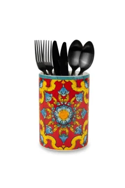 Portautensili, cilindrico, mediterraneo, ceramica