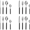 Posate, 24 pezzi, acciaio inox, manicatura nero