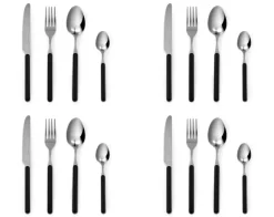 Posate, 24 pezzi, acciaio inox, manicatura nero