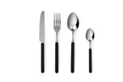 Posate, 24 pezzi, acciaio inox, manicatura nero
