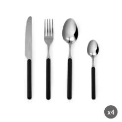 Posate, 24 pezzi, acciaio inox, manicatura nero