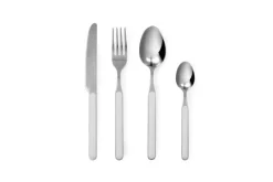 Posate, 24 pezzi, acciaio inox, manicatura bianco
