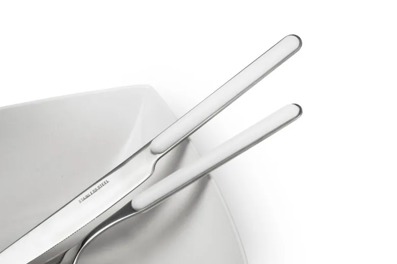 Posate, 24 pezzi, acciaio inox, manicatura bianco