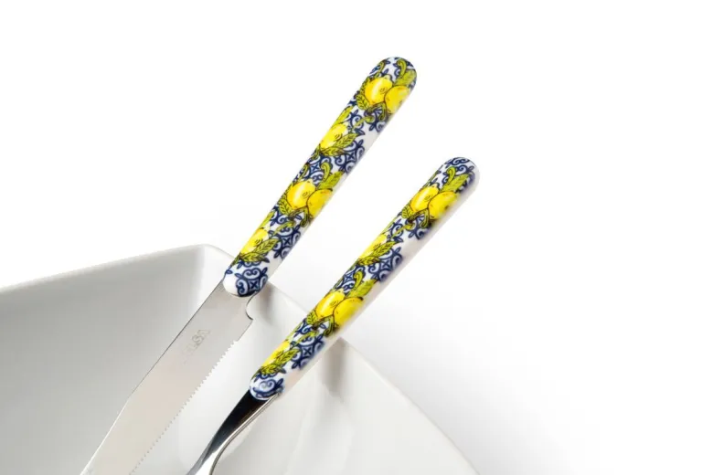 Posate, 24 pezzi, acciaio inox, multicolore, con limoni