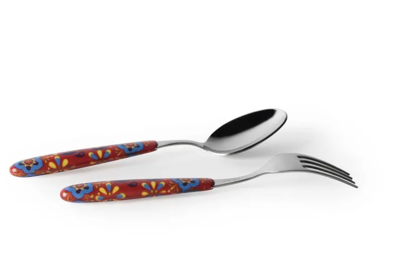 Posate, 24 pezzi, acciaio inox, multicolore, stile messicano