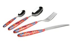 Posate, 24 pezzi, acciaio inox, multicolore, stile messicano