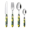 Posate, 24 pezzi, acciaio inox, multicolore, con limoni