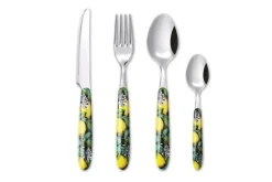 Posate, 24 pezzi, acciaio inox, multicolore, con limoni