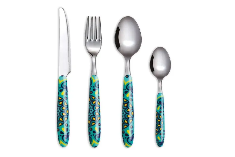 Posate, 24 pezzi, acciaio inox, multicolore, mandala