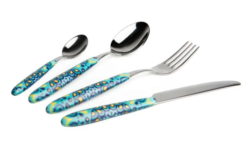 Posate, 24 pezzi, acciaio inox, multicolore, mandala