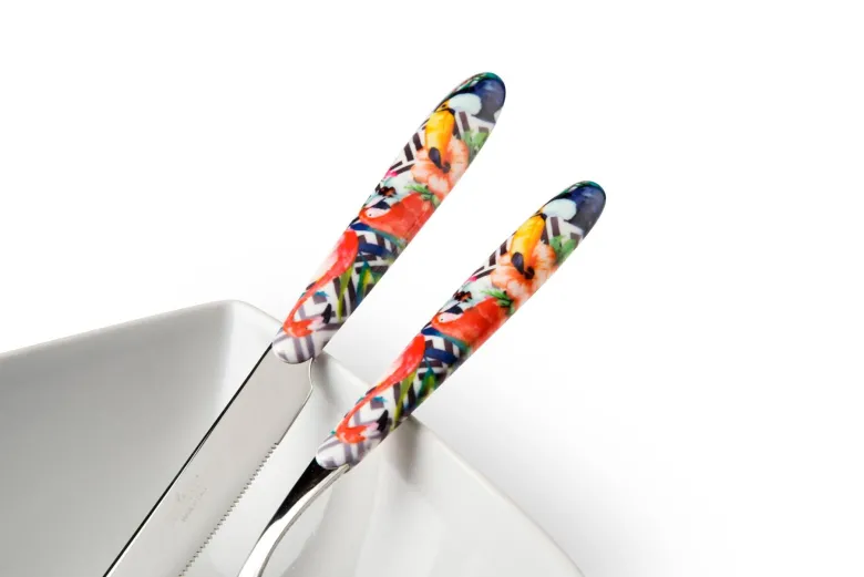 Posate, 24 pezzi, acciaio inox, multicolore, stile tropicale