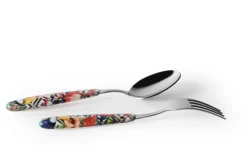 Posate, 24 pezzi, acciaio inox, multicolore, stile tropicale