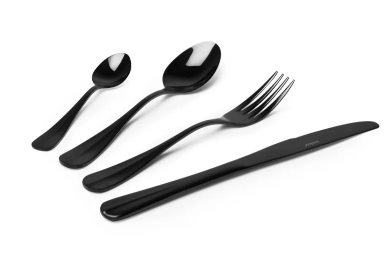 Posate, 24 pezzi, acciaio inox, nero