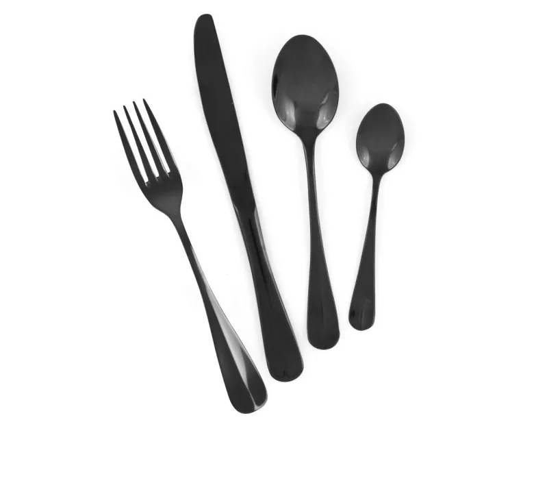 Posate, 24 pezzi, acciaio inox, nero