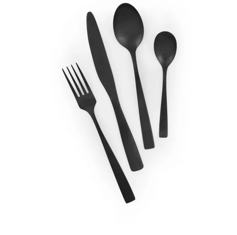 Posate, 16 pezzi, acciaio inox, nero