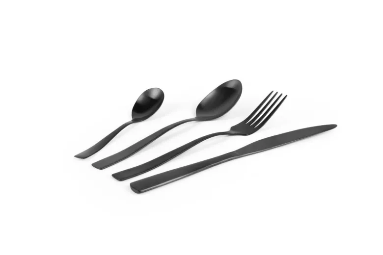 Posate, 16 pezzi, acciaio inox, nero