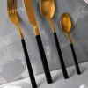 Posate, 16 pezzi, acciaio inox, oro/nero