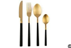 Posate, 16 pezzi, acciaio inox, oro/nero