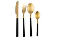 Posate, 16 pezzi, acciaio inox, oro/nero