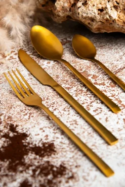 Posate, 16 pezzi, acciaio inox, oro