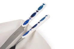 Posate, 24 pezzi, acciaio inox, pesci blu