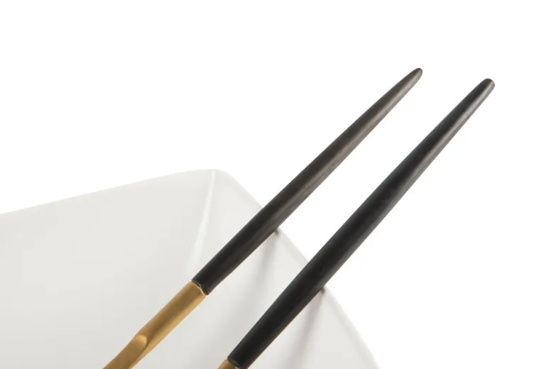 Posate, 24 pezzi, acciaio inox, stile orientale, nero e oro