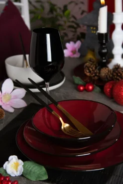 Posate, 24 pezzi, acciaio inox, stile orientale, nero e oro