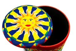 Pouf con contenitore, imbottito, stile siciliano