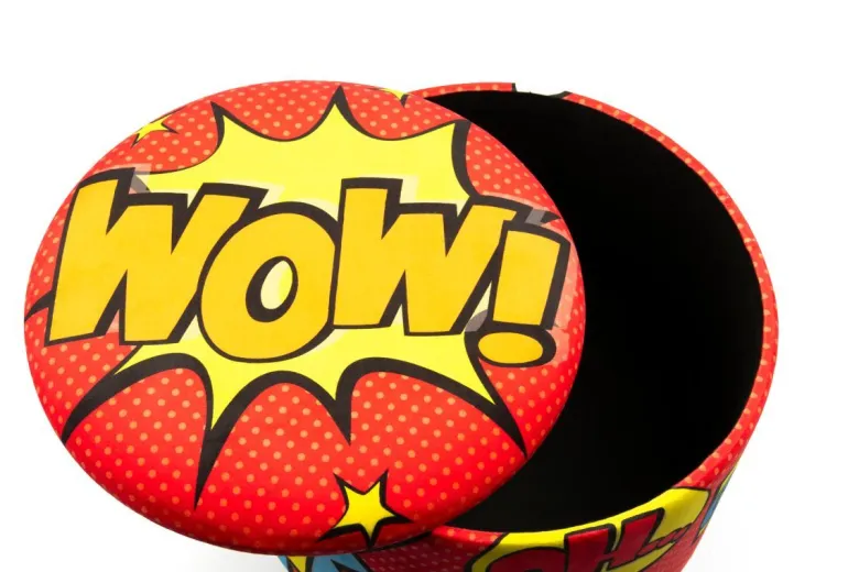 Pouf con contenitore, imbottito, fantasia pop