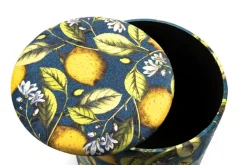Pouf con contenitore, imbottito, con limoni