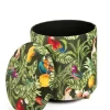 Pouf con contenitore, imbottito, tropicale, multicolore