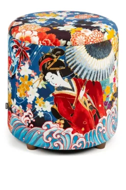 Pouf con contenitore, imbottito, orientale, multicolore