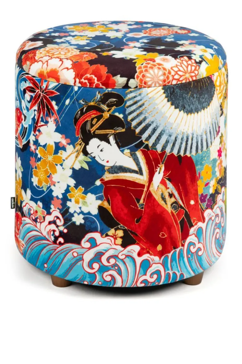 Pouf con contenitore, imbottito, orientale, multicolore