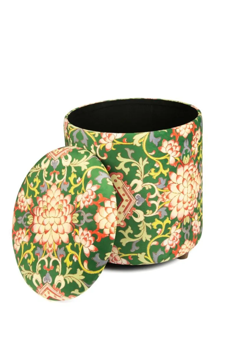 Pouf con contenitore, imbottito, stile cinese, multicolore