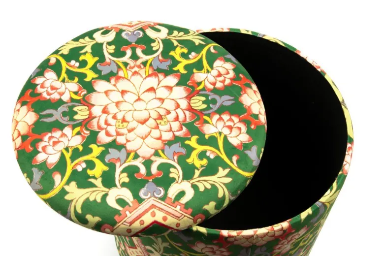 Pouf con contenitore, imbottito, stile cinese, multicolore