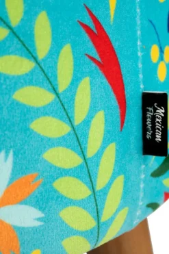 Pouf con contenitore, imbottito, fantasia fiori messicani