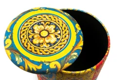 Pouf con contenitore, imbottito, fantasia siciliana
